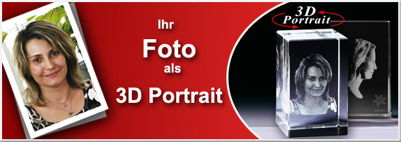 Ihr Foto als 3D Portrait in Kristall-Glas graviert.